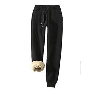 Women's Warm Sherpa Lined Athletic Sweatpants Jogger Fleece Pants